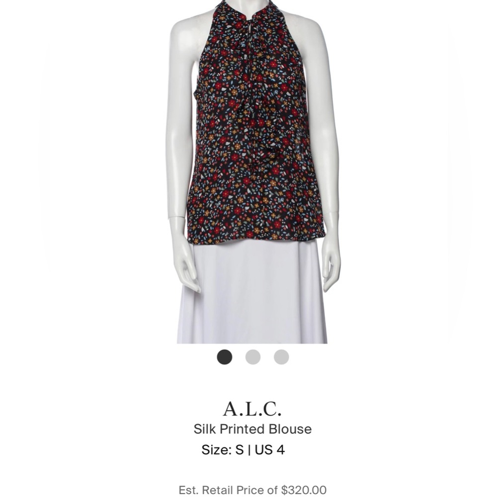 A.L.C Silk Printed V Neck Floral Ruffle Blouse 🌼 - Picture 11 of 11